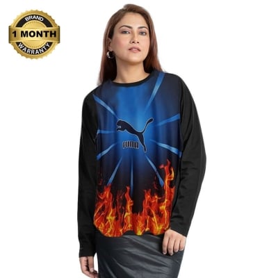 Picture of Full sleeve tshirt for women long sleeve | Low price tshirt for women black |