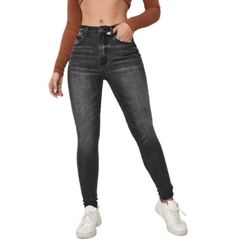 Picture of High quality black pants for women | Export quality fade black jeans pant for women | Narrow shape denim pant for women