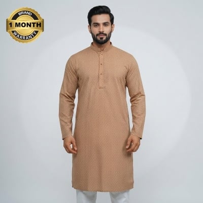 Picture of Printed panjabi for men new collection 2024 | Panjabi for men new collection 2024 stylist | Panjabi for men off white printed
