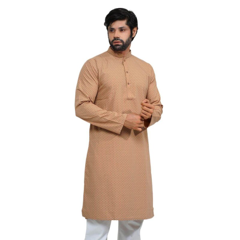 Picture of Printed panjabi for men new collection 2024 | Panjabi for men new collection 2024 stylist | Panjabi for men off white printed