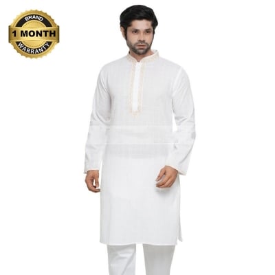 Picture of Low price white panjabi for men cotton  | White panjabi for men stylish 2024 | White panjabi for men new collection 2024