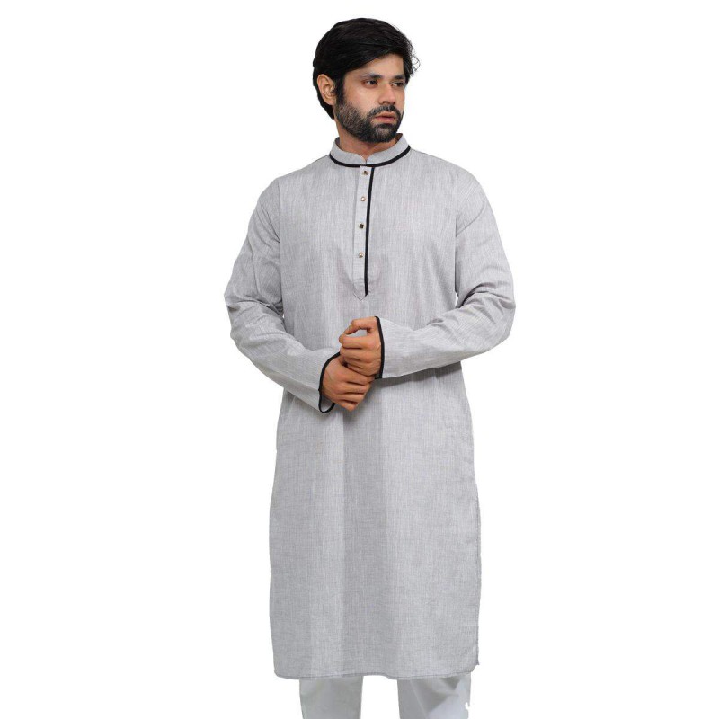 Picture of Buy Stylish Light Color Soft Cotton Panjabi for Men - Perfect for Eid & Casual Wear | Premium Quality Light-Colored Soft Cotton Panjabis for Men - Comfortable & Trendy | Light Color Men’s Panjabi in Soft Cotton - Best Deals for Festivals & Daily Wear