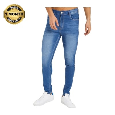 Picture of Knit denim pant for men new collection 2024 | Export quality jeans pant for men blue | Deep blue denim pant for men
