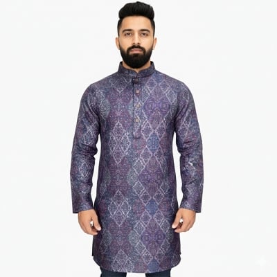 Picture of Stylish panjabi for men new collection 2024 brand | Purple, maroon, olive and black high quality panjabi collection | Premium soft cotton panjabi at low price - panjabi  - Printed panjabi for gift item