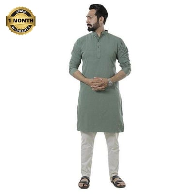 Picture of Olive panjabi for men new collection 2025 stylist | Cotton panjabi for men new collection 2025 | Panjabi for men olive colour
