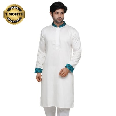 Picture of White panjabi for men new collection 2024 eid | Cotton panjabi for men white | Winter panjabi for men