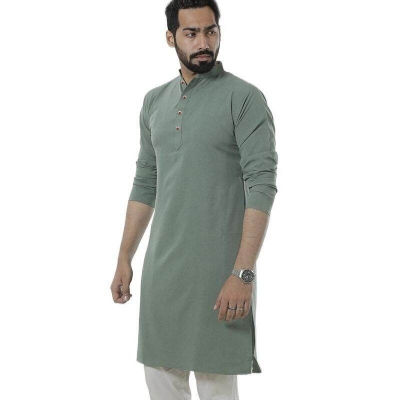 Picture of Olive panjabi for men new collection 2025 stylist | Cotton panjabi for men new collection 2025 | Panjabi for men olive colour