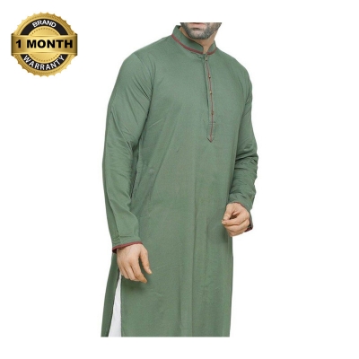 Picture of Olive color Panjabi for men | Low price panjabi for men new collection 2024 eid | Mens panjabi cotton