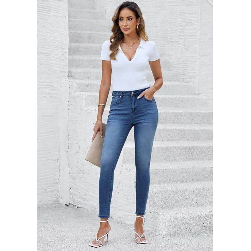 Picture of High quality blue pants for women | Export quality blue jeans pant for women | Narrow shape denim pant for women