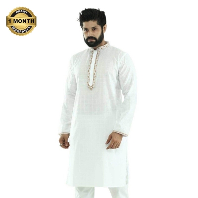 Picture of Panjabi for men cotton white | Premium panjabi for men new collection 2024 | Panjabi for men new collection 2024 stylist brand