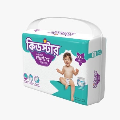 Picture of Kidstar Ultra Soft Baby Pant Diaper XXL 24 Pcs 15-25 KG for Kids Dryness, Safety and Comfort (Kidstar Baby Wipes (Pouch) 120 Pcs - Free)